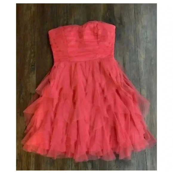 Teeze Me Ice Princess Short Strapless Dress Coral 1 - Picture 2 of 13